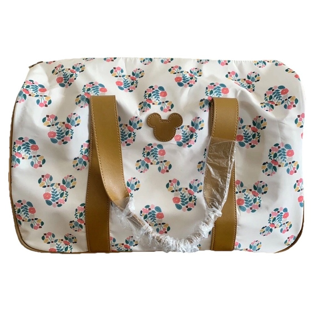 Bioworld Disney Mickey Mouse Rolling Duffle Bag 20" Carry On Travel Floral NWT - Picture 2 of 16